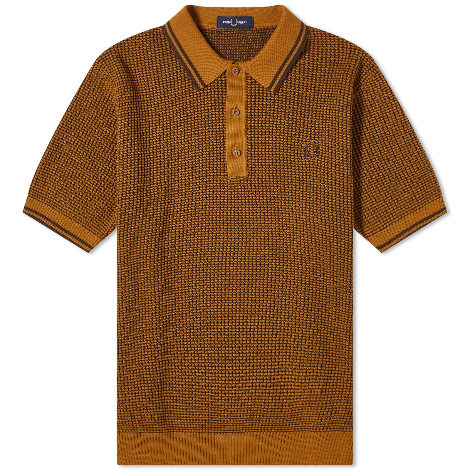 Fred Perry Textured Knit Polo Dark Caramel | END. (US)