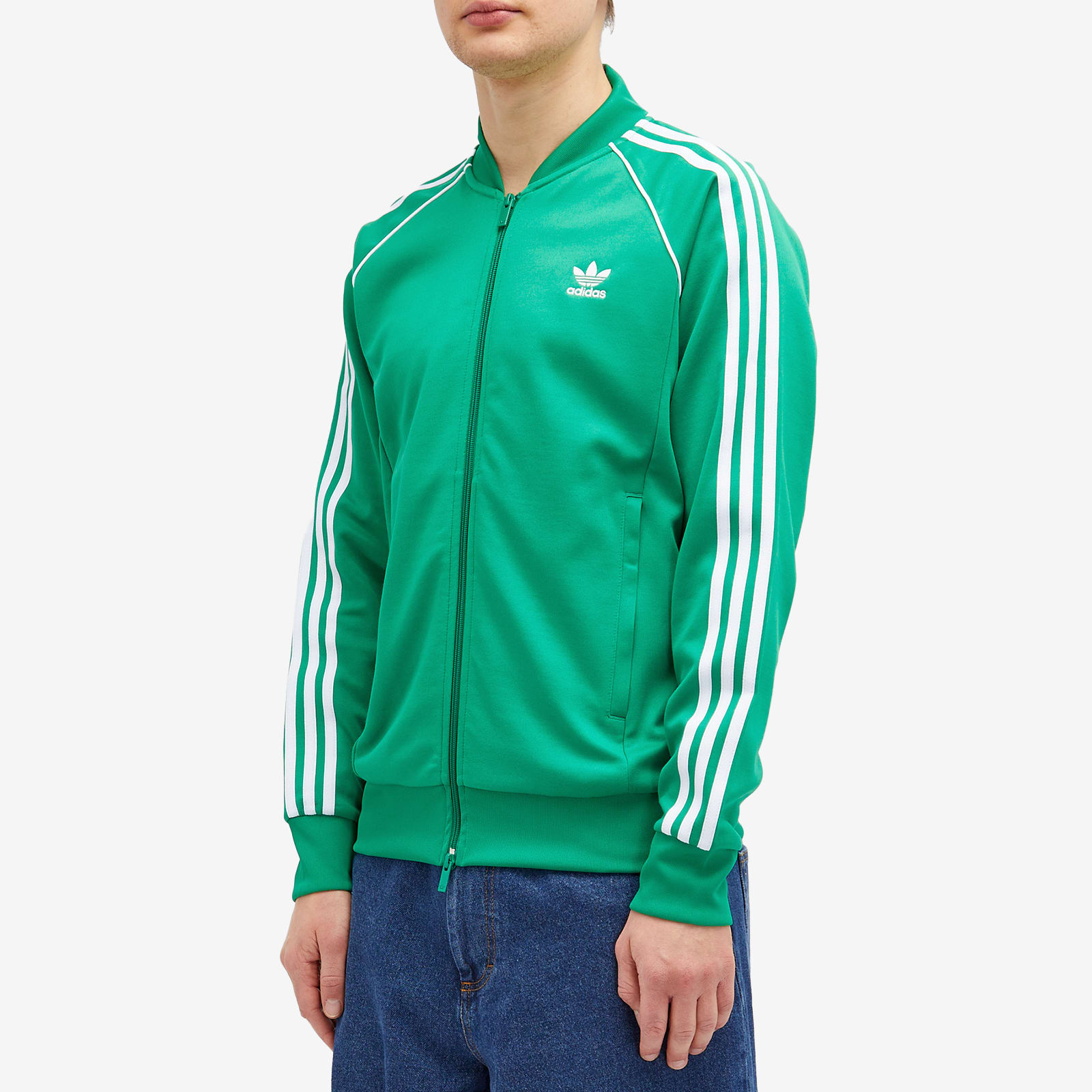 Adidas Men's Superstar Track Top Green/White Curated Menswear