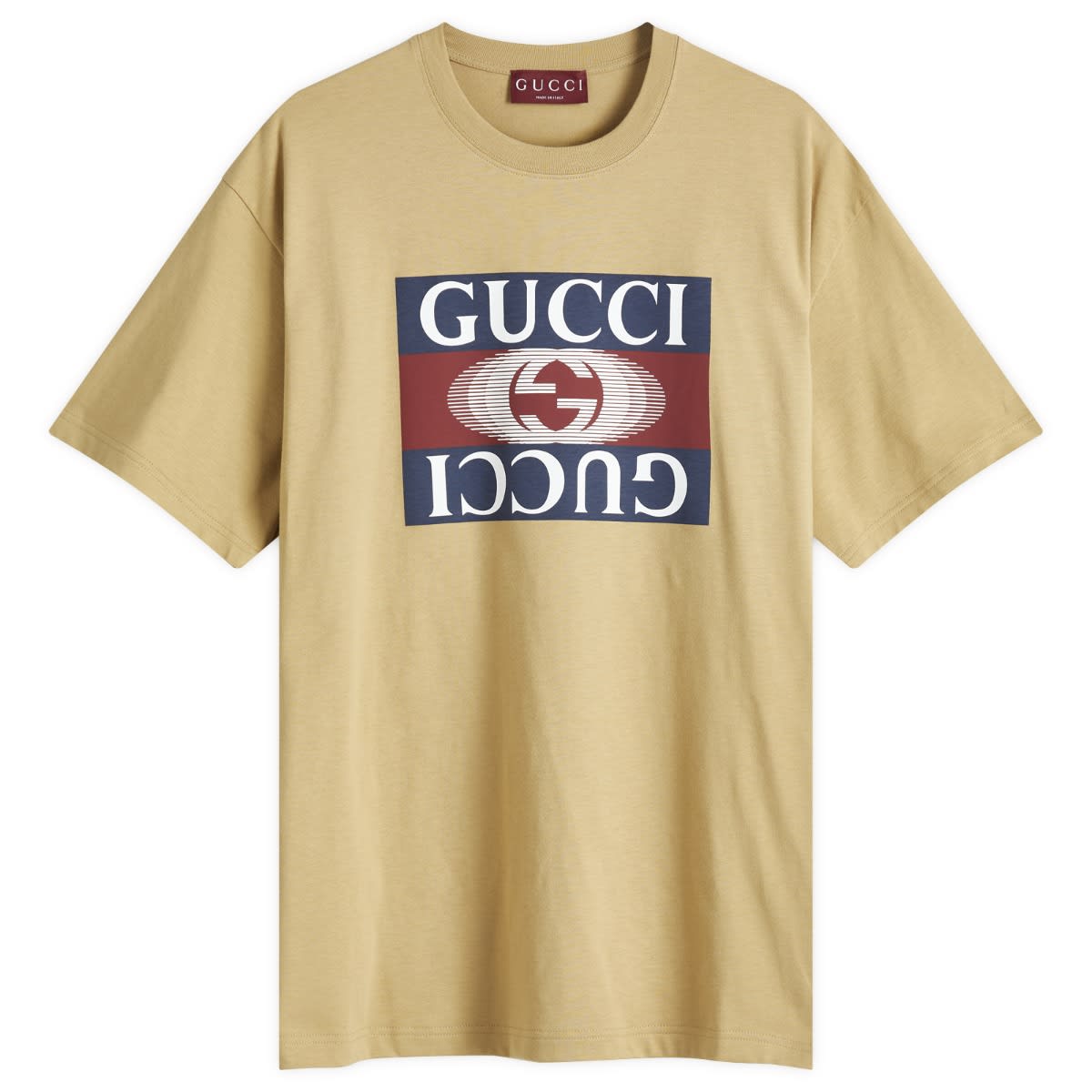 Gucci Men's Mirrored GG Logo T-Shirt Camel Curated Menswear