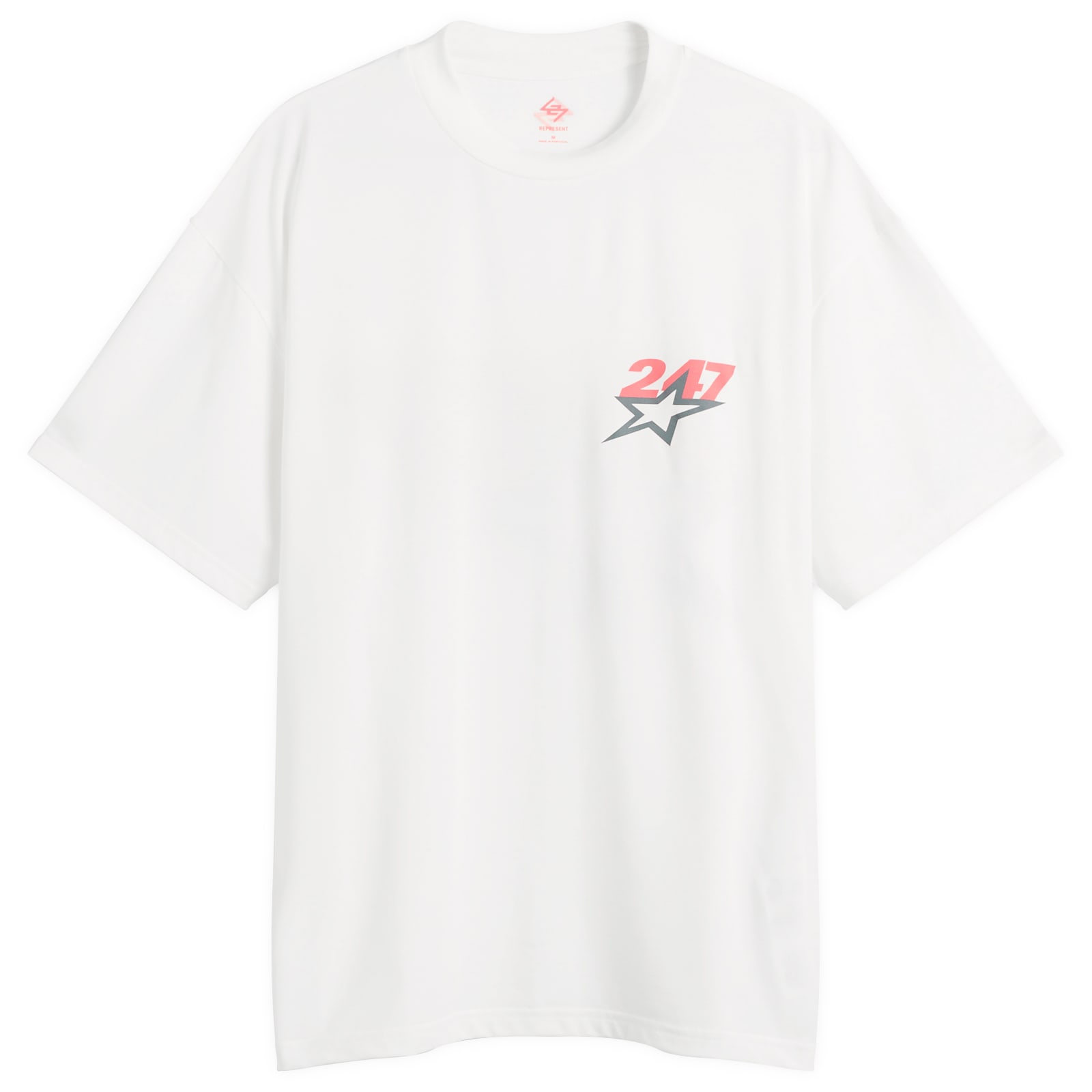 Represent 247 — Represent 247 Men's Represent Team 247 Star Print Oversized T-Shirt in Flat White, Size X-Large