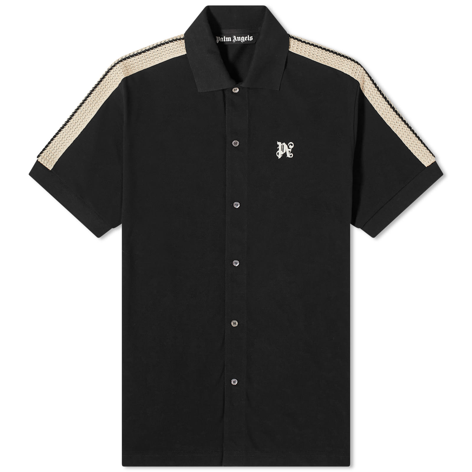 Palm Angels Monogram Taping Button Down Shirt Black | END. (US)