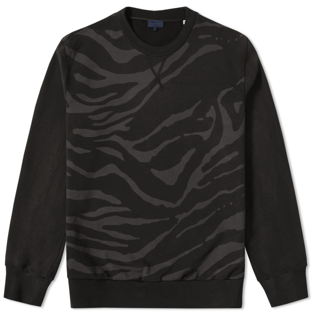 Paris-based Lanvin are the oldest couture house in France with a rich and celebrated history spanning 125 years. Continuing to represent modern luxury with relaxed aesthetics, finished with a series of quirky touches, the SS'16 collection features a series of animal prints. This sweatshirt has been constructed in a soft cotton jersey, printed with a subtle riff on classic zebra stripes.

100% Cotton
Crew Neck
Subtle Zebra Stripes
Ribbed Trims
