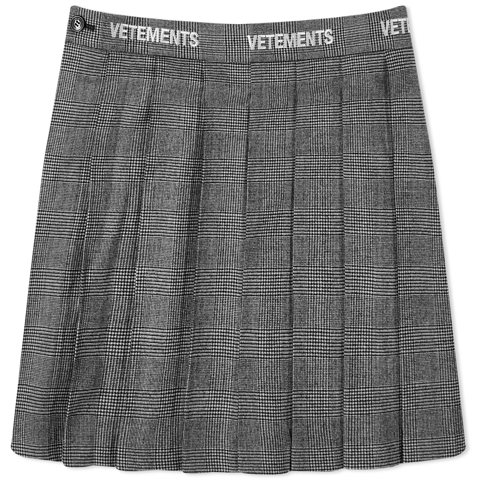 VETEMENTS Logo School Girl Skirt Grey Check END.