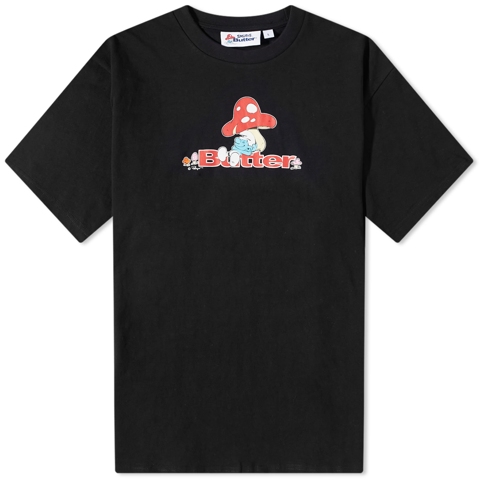 Butter Goods x The Smurfs Lazy Logo T-Shirt Black | END. (AT)