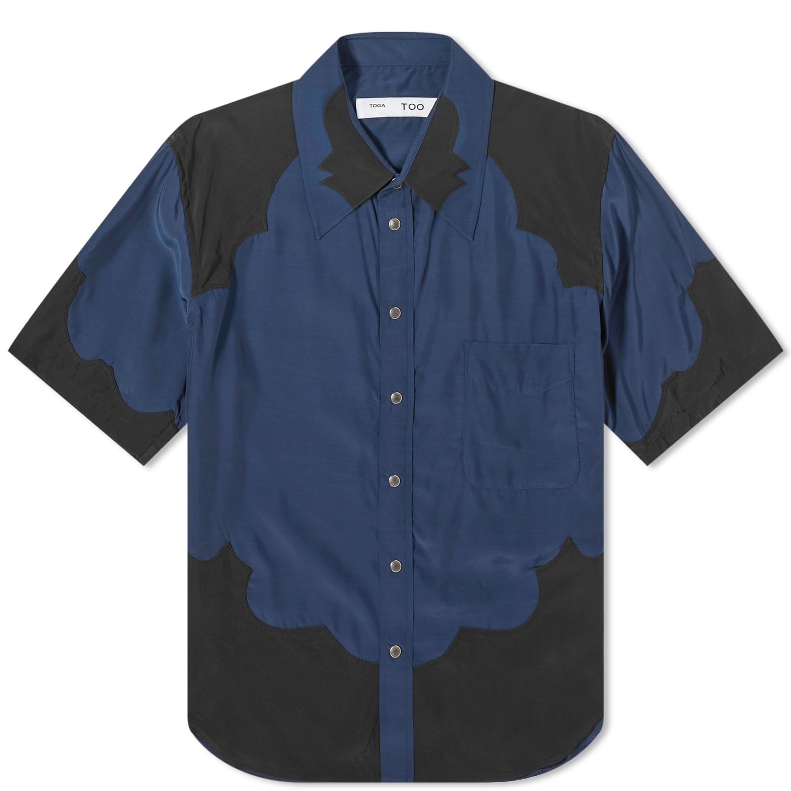 TOGA◆Western S／S shirt/半袖シャツ/S/レーヨン/BLU/TZ241-FJ976 TOGA Western Short Sleeve Shirt Navy | END. (US)