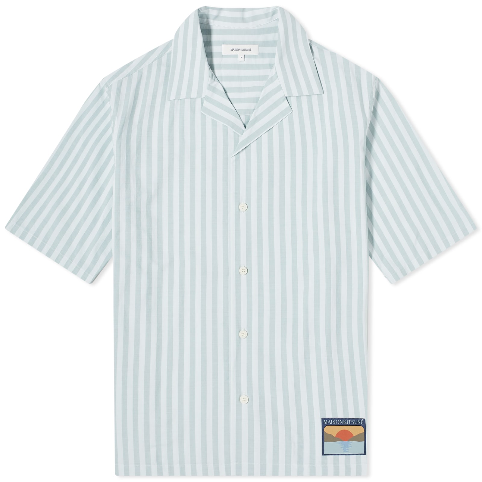 【送料関税込】Maison Kitsune Stripe Vacation Shirt JP EXCLUSIVE FOX HEAD EMBROIDERY STRIPE SHIRT | Maison Kitsuné