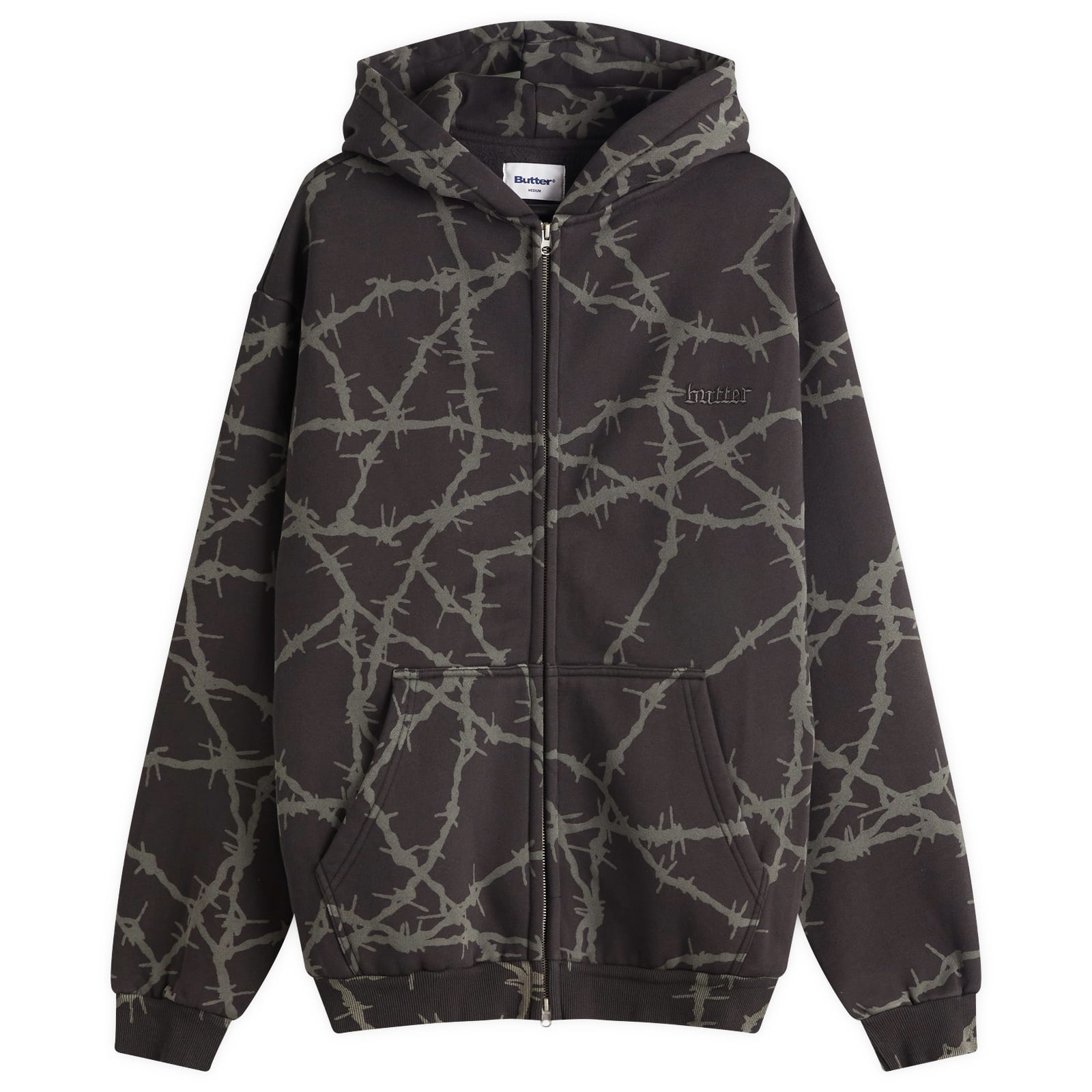 【BUTTER GOODS】 Wired Zip-Thru Hood, Charcoal WiredZip-ThruHoodFudge1_grande