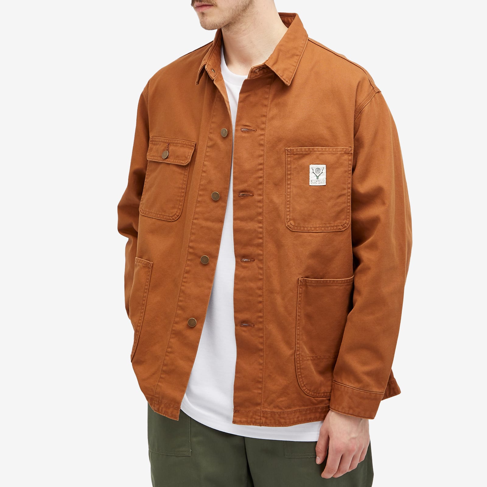 South2 West8 Men's Coverall Jacket Brown - Curated Menswear
