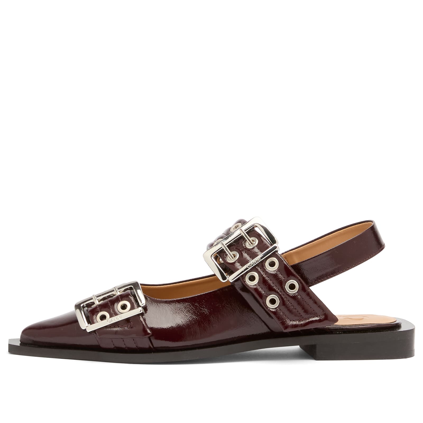 Ganni Women's Burgundy Feminine Buckle Ballerina