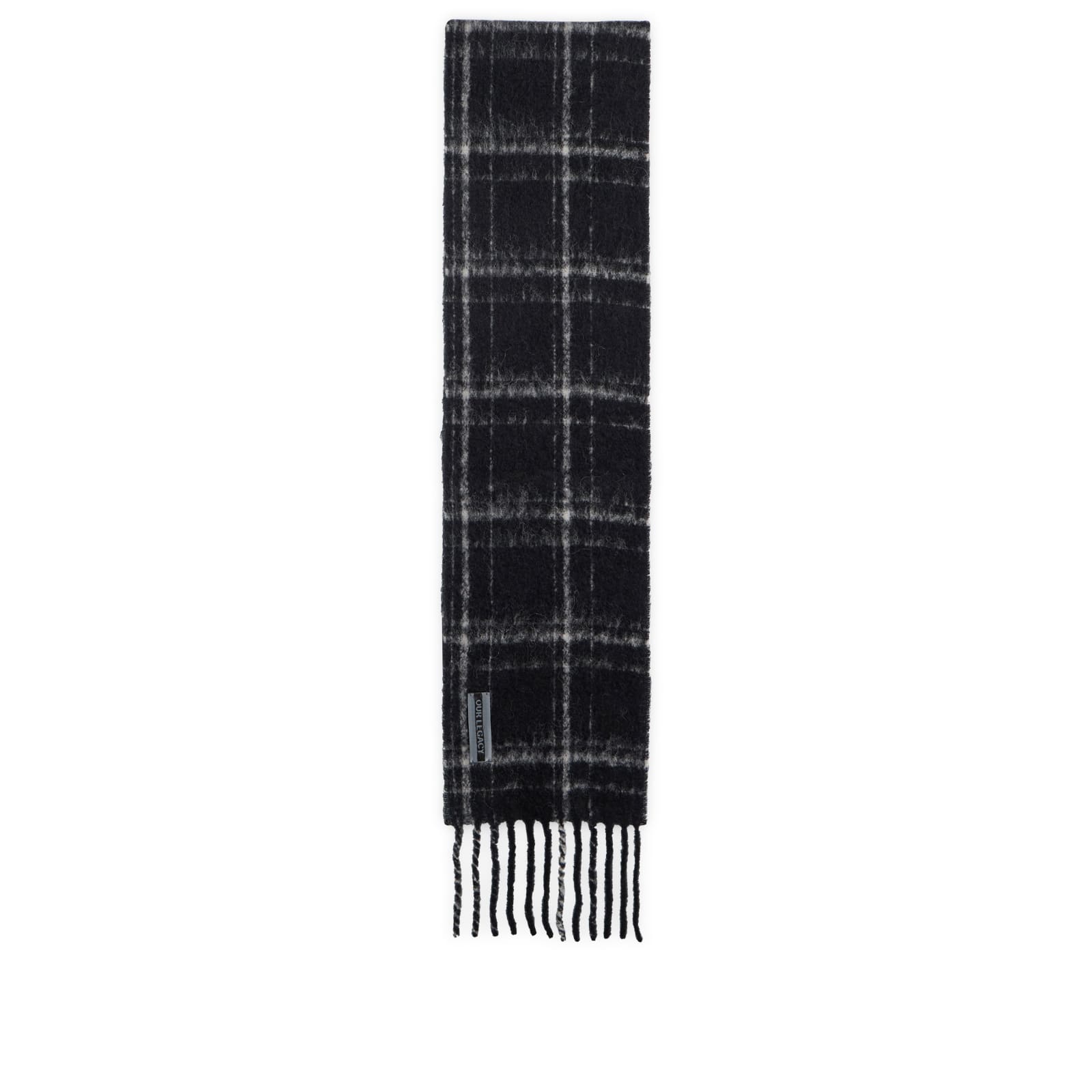 Our Legacy Men's Estate Alpaca Scarf Black Fuzzy Alpaca Check