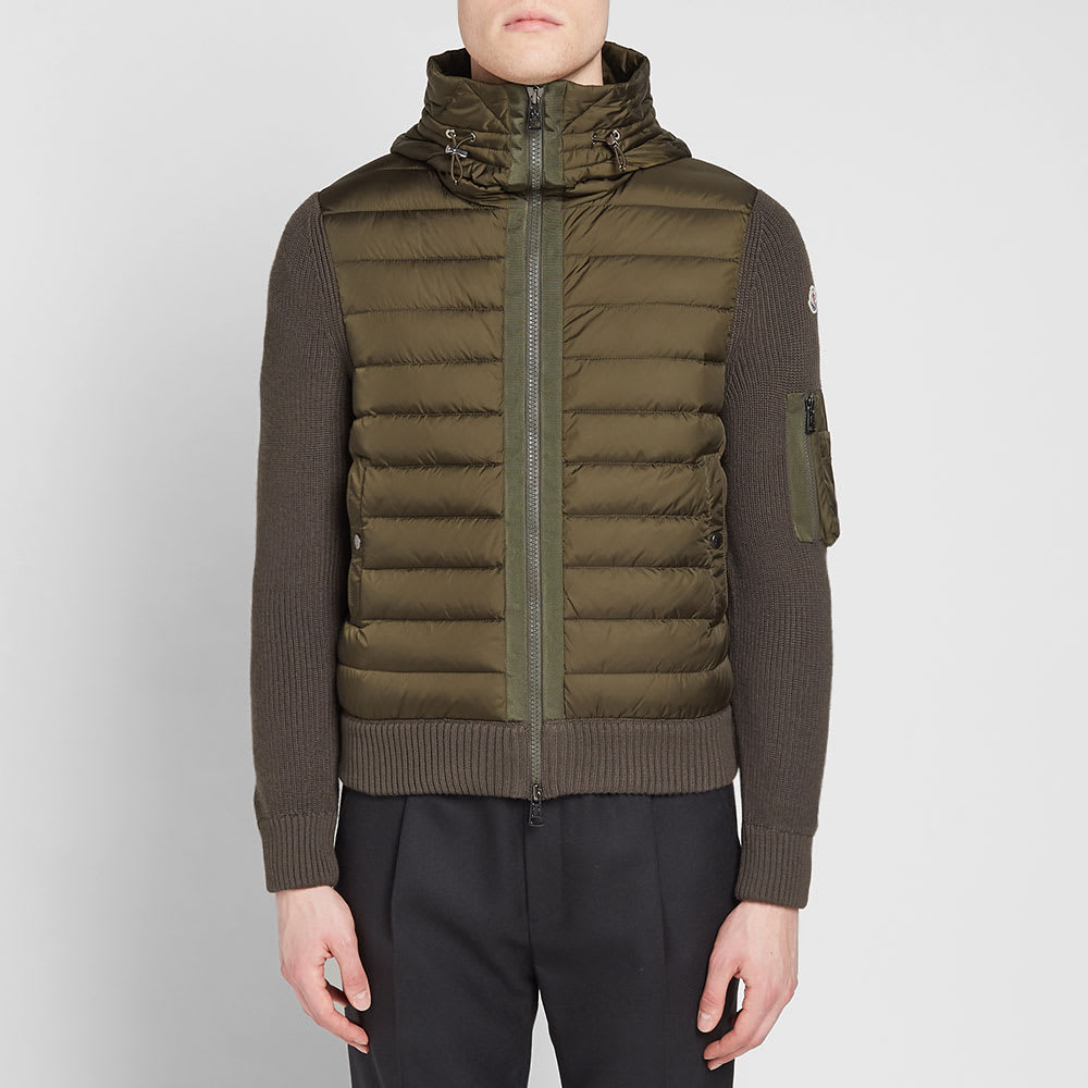 Moncler Knit Hooded Down Jacket Green | END.