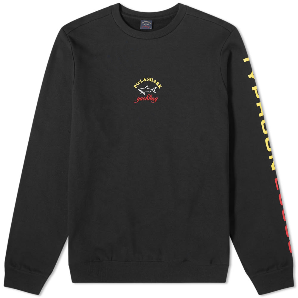 Still Italian crafted more than 40 years after its inception, Paul & Shark takes pride in the exemplary manufacturing that has made it a go-to for pared back pieces of essentialwear. This simple black sweater is made from pure cotton jersey and comfortably finished with a ribbed crewneck to match the cuffs and hem. It has Paul & Shark’s classic nautically inspired branding at the chest and sleeve for an eye-catching, primary coloured parting touch.

100% Cotton
Printed Branding
Ribbed Crewneck, Cuffs & Hem
Made in Italy