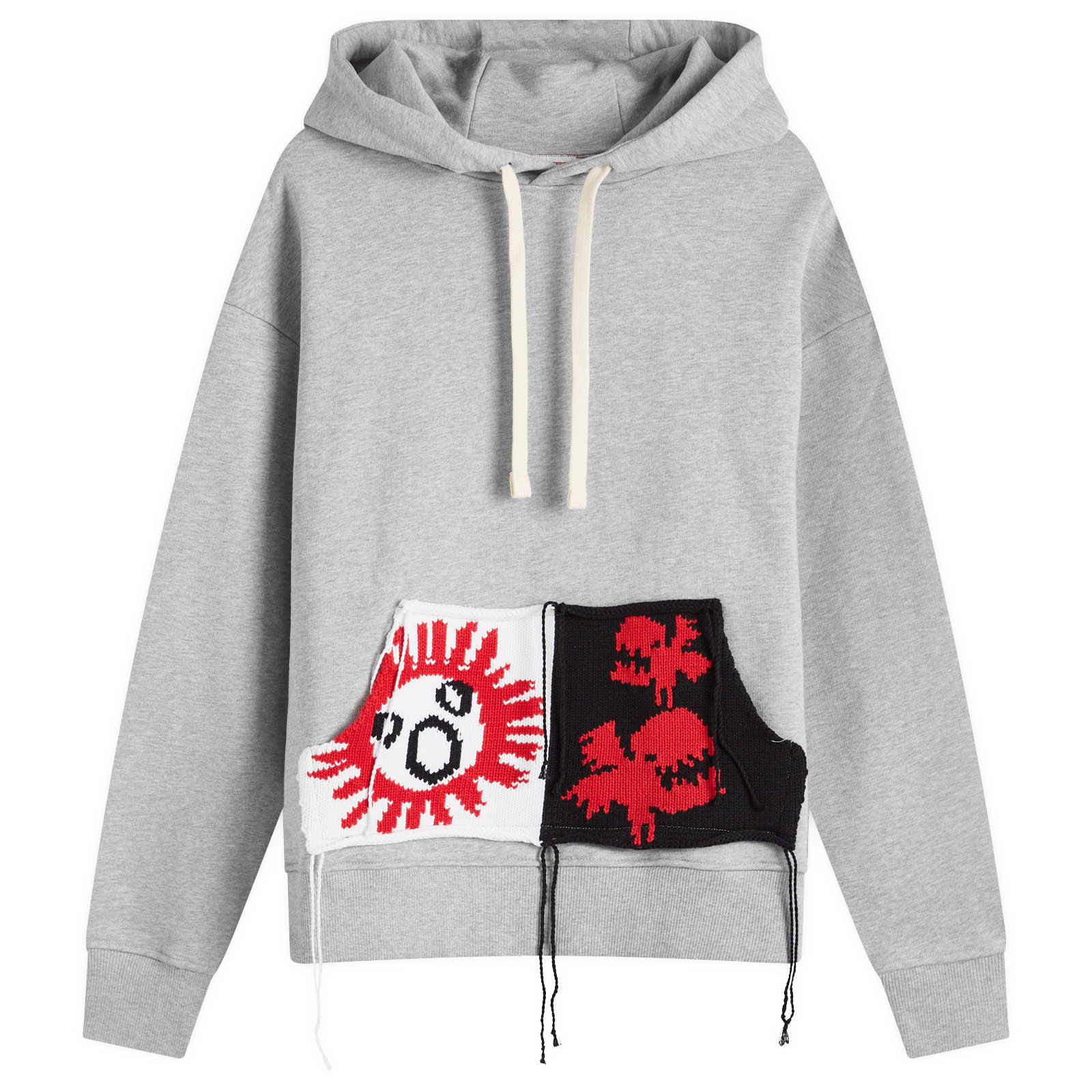 Charles Jeffrey Loverboy Patch Rabbit Ears Hoodie Grey Marl