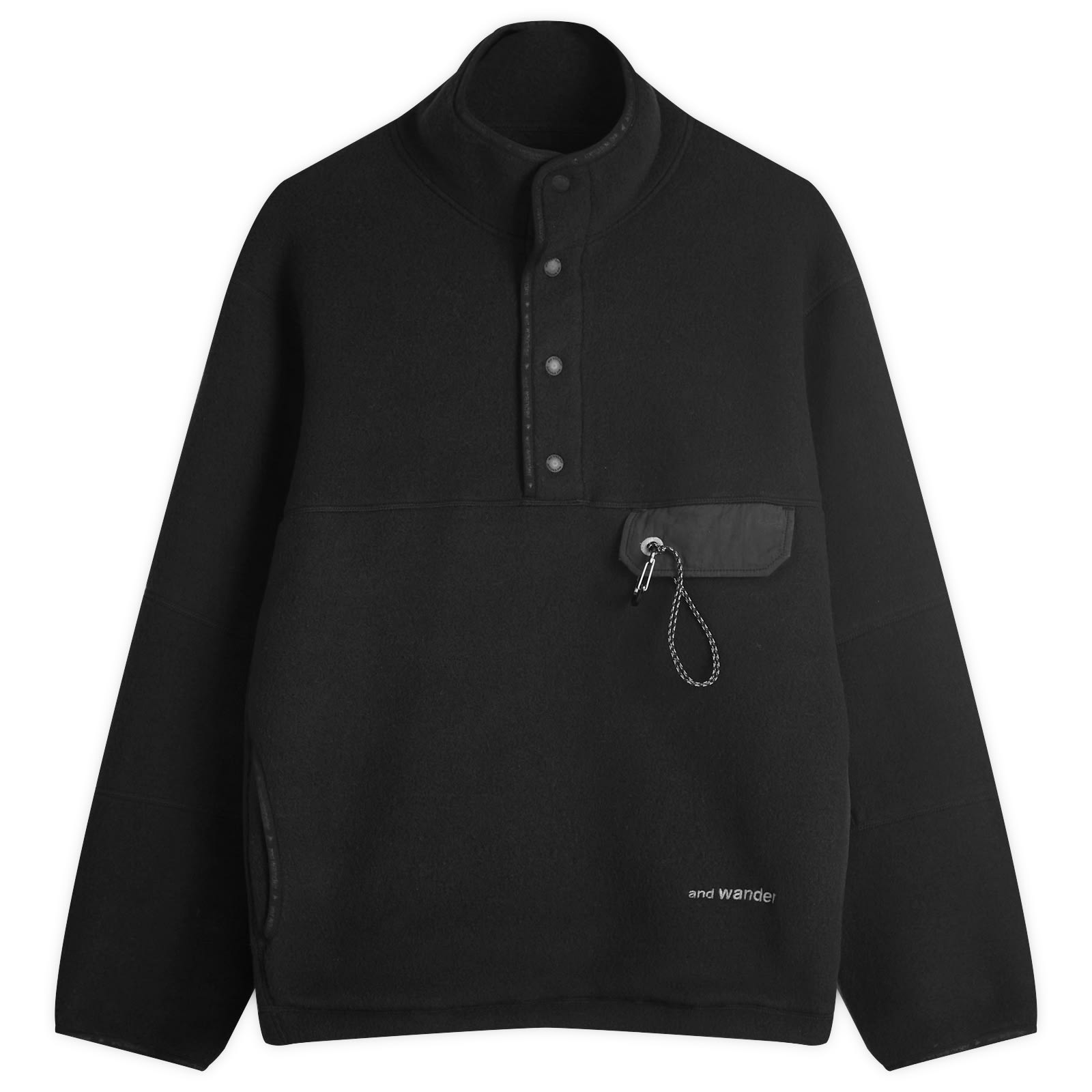 and wander Wool Fleece Pullover Black | END. (US)