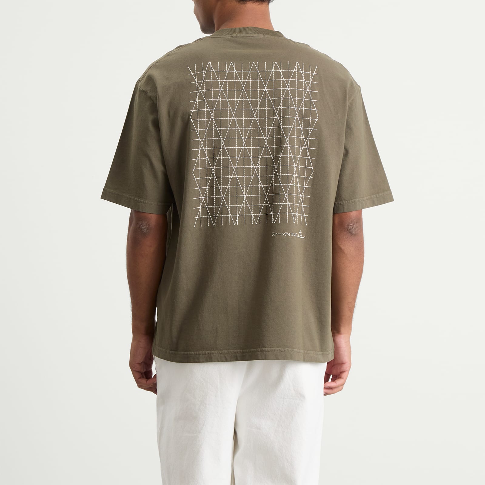 Stone Island Men's Multiaxial Sashiro Embroidery T-Shirt Military