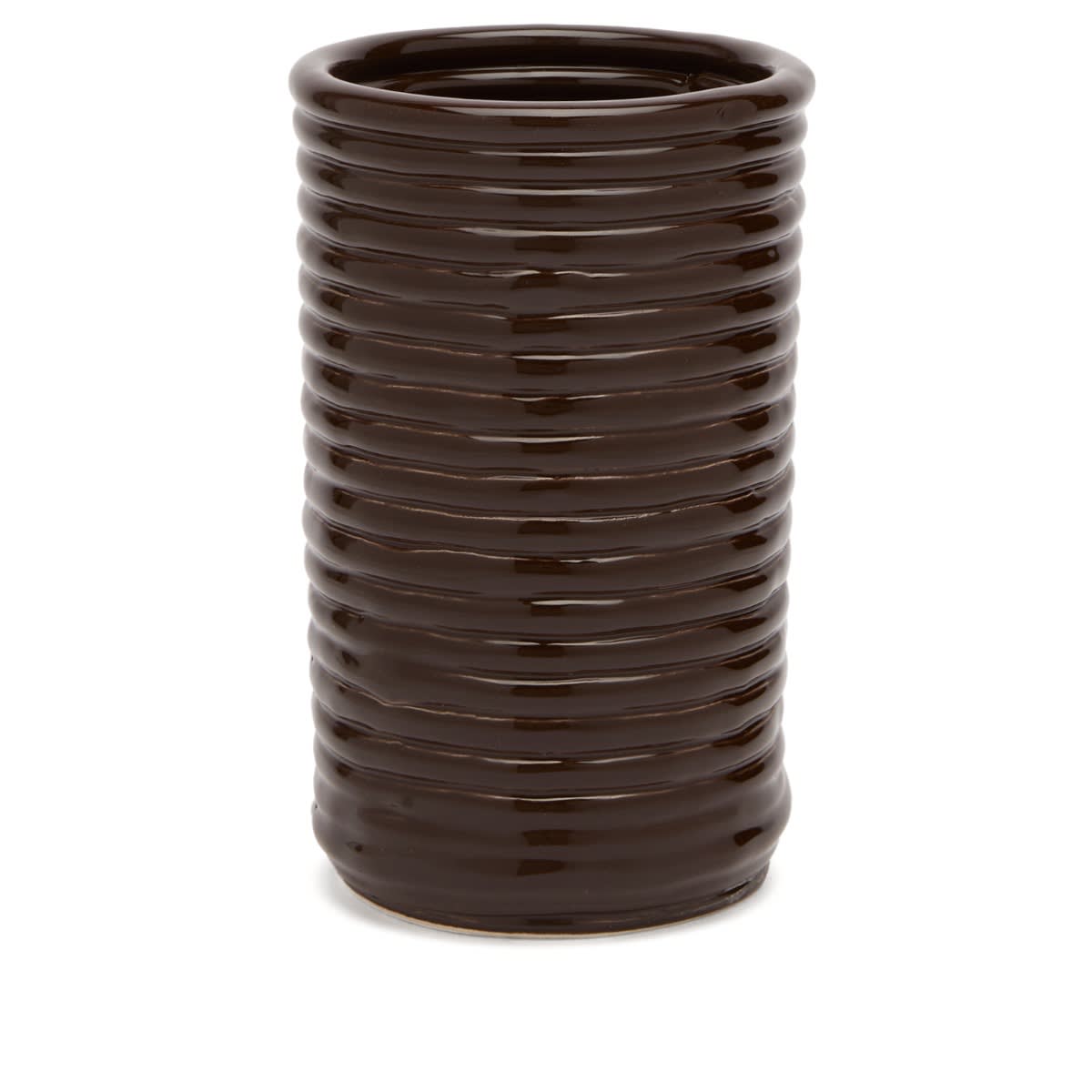 Ferm Living Unisex Dark Brown Corduroy Ceramic Vase