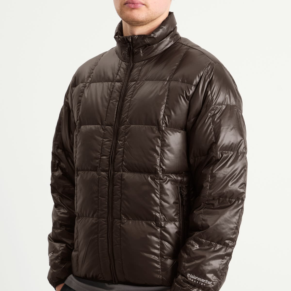 thisisneverthat Men's PERTEX Light Down Jacket Brown Black