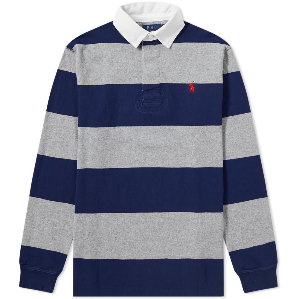 Polo Ralph Lauren Stripe Rugby Shirt Newport Navy & League Heather | END.