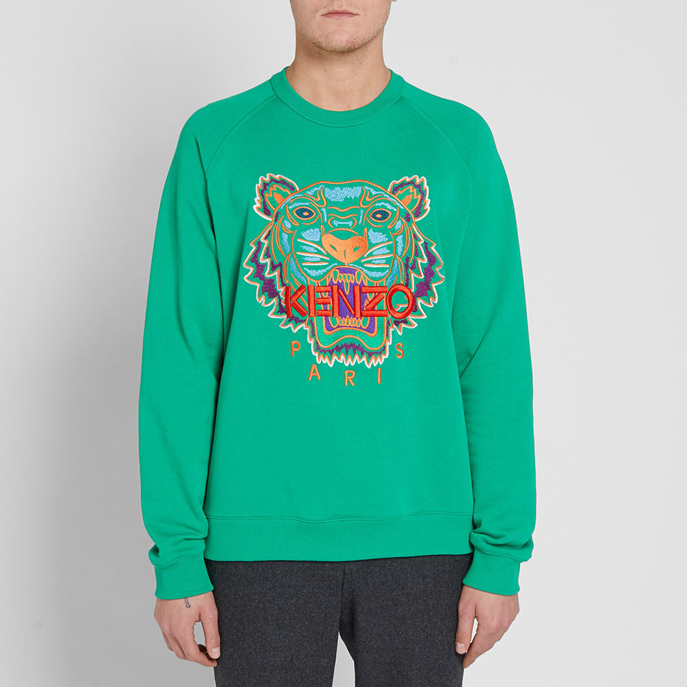 Kenzo Tiger Face Crew Sweat Bright Green | END.