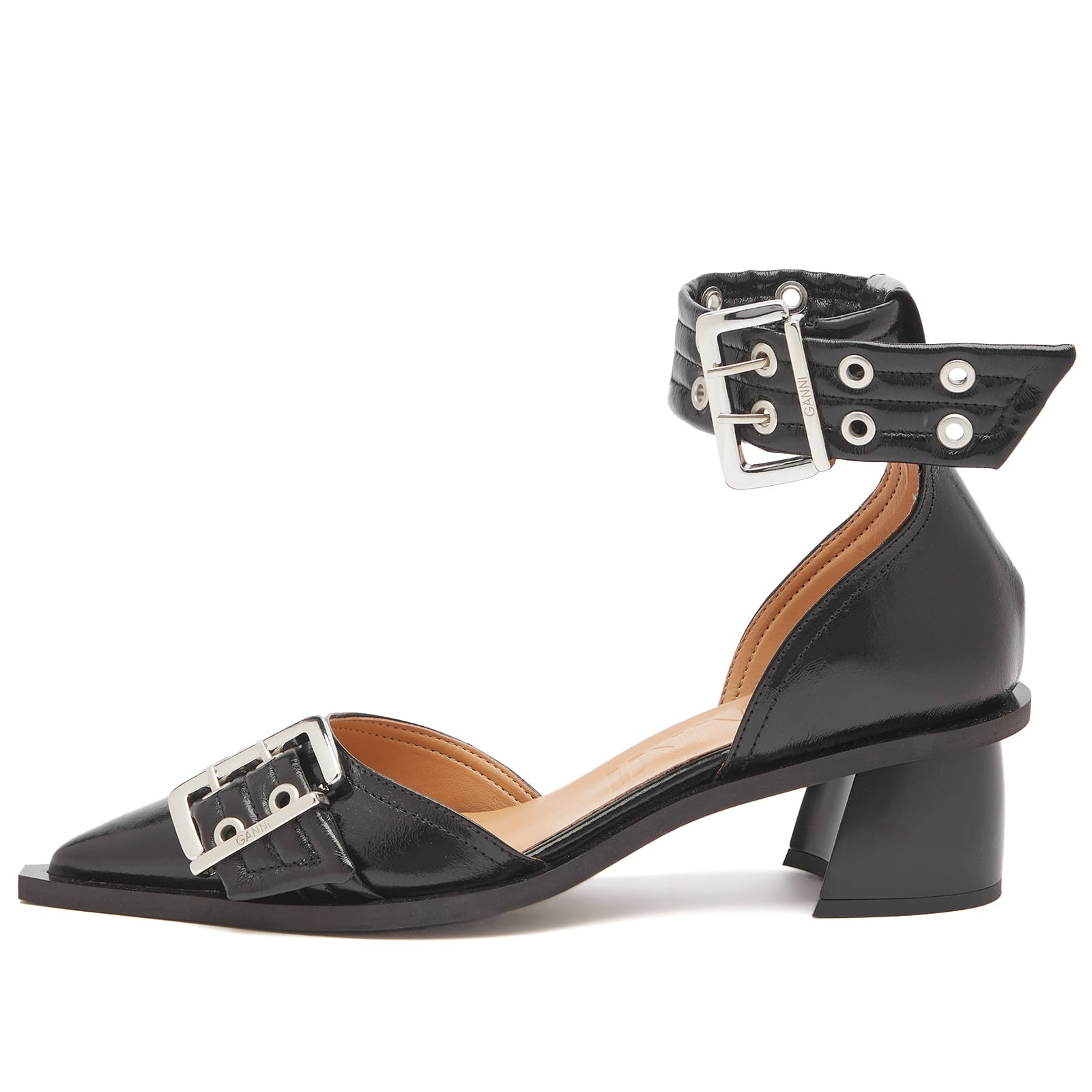 パンプス GANNI Feminine Buckle Open Heel Ballerina GANNI Feminine Buckle Open Heel Ballerina Black | END. (US)