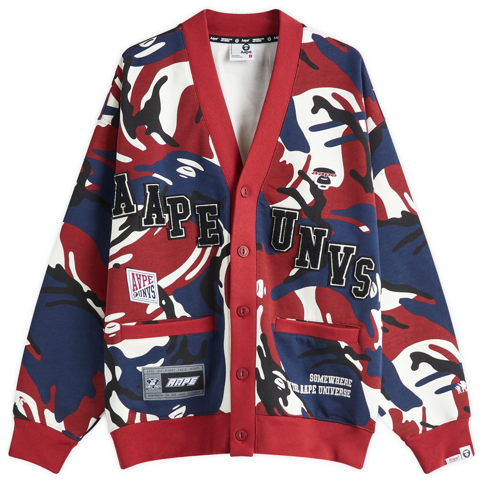 AAPE UNVS Camo Cardigan Burgundy (Navy)