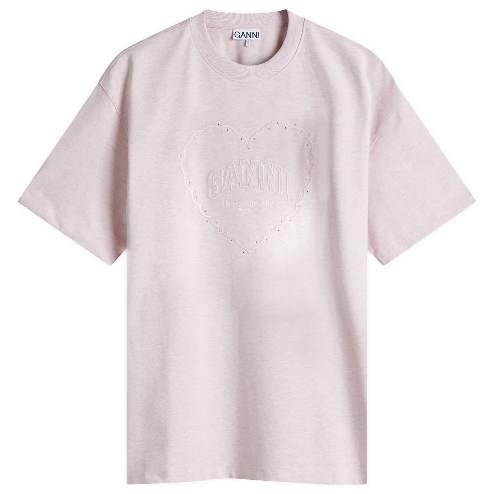GANNI Heart Drop Shoulder T-Shirt Chalk Pink | END. (JP) GANNI Heart Drop Shoulder T-Shirt Chalk Pink | END. (JP)