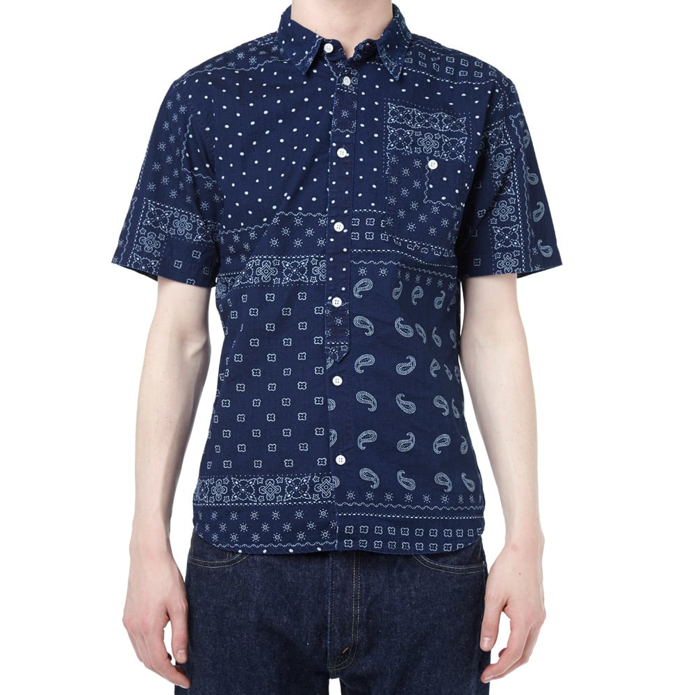 Edwin Short Sleeve Bandana Print Simple Shirt Blue Stone Wash END. (US)