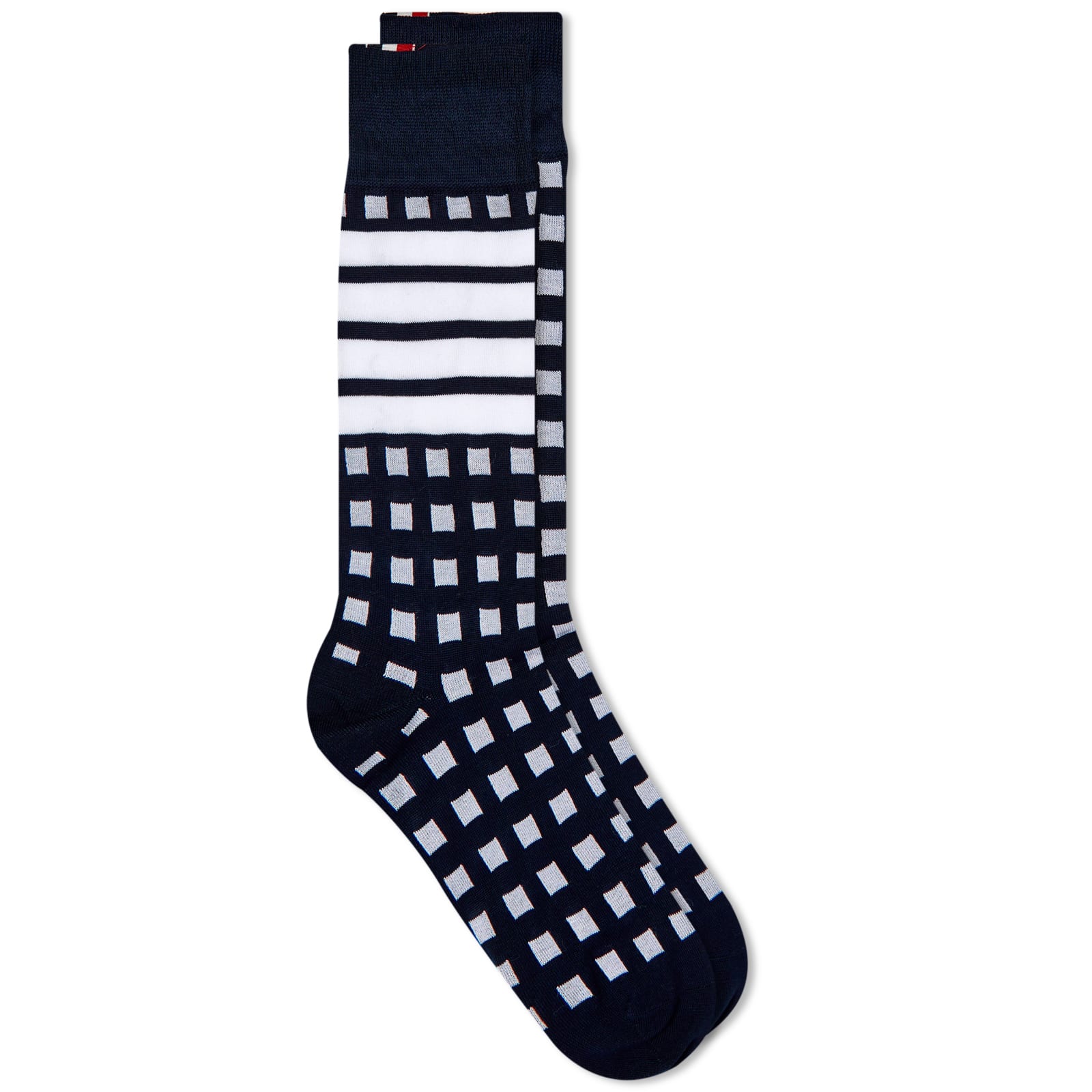 Thom Browne Gingham Mid Calf Sock Navy END.