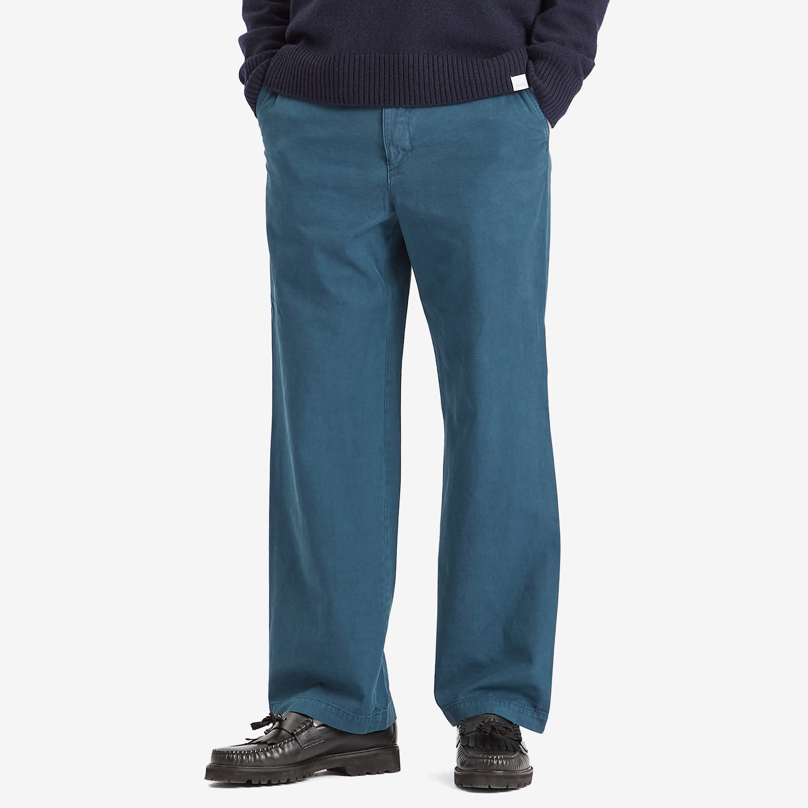 Auralee Men's Product Dyed Finx Gabardine Pants Dyed Navy