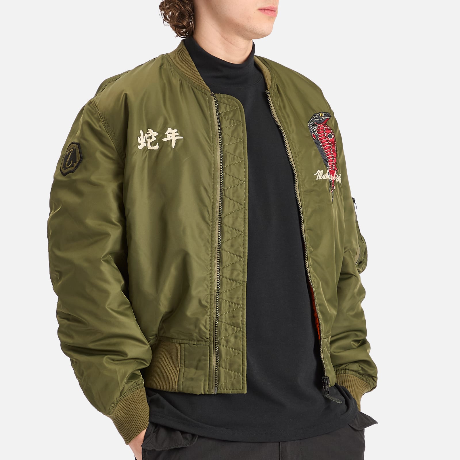 Maharishi Men's Year Of The Snake MA-1 Flight Jacket Olive