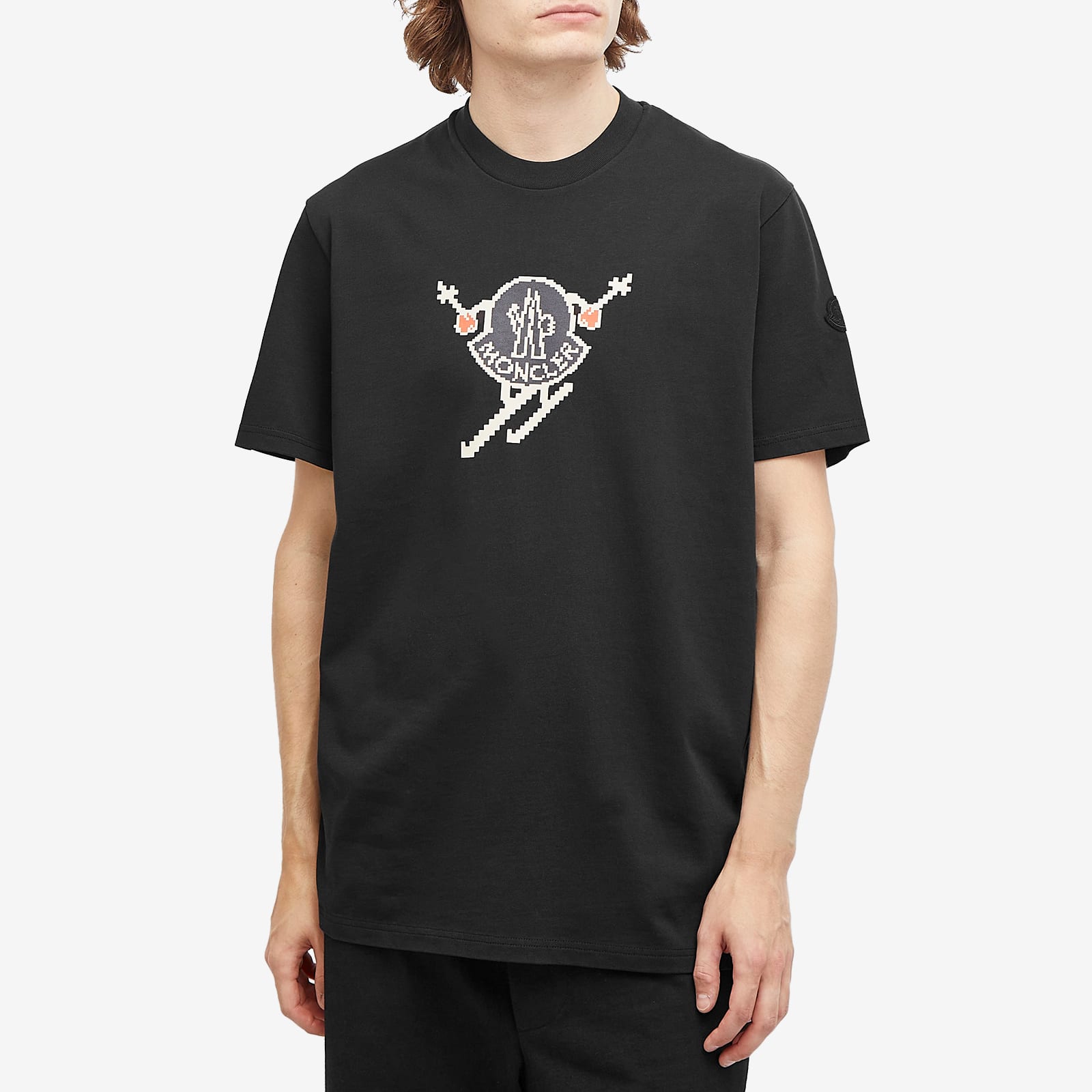 Moncler Men's Skiing Pixel Logo T-Shirt Black - Curated Menswear