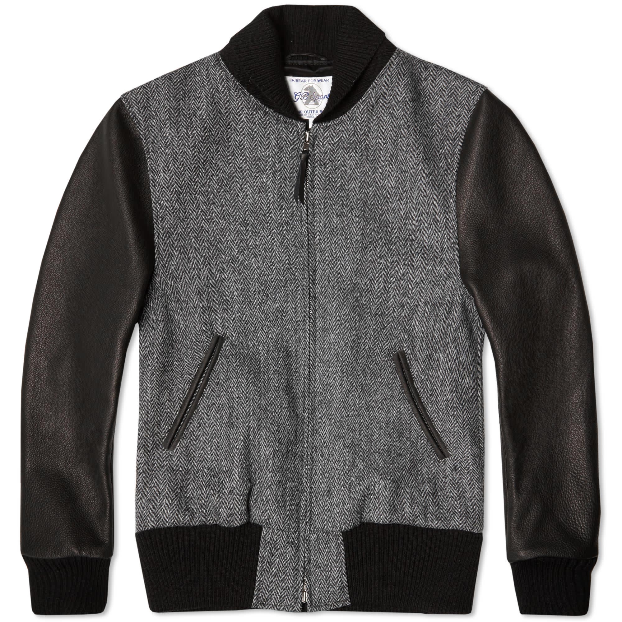Golden Bear Sportswear Harris Tweed Varsity Jacket Charcoal Herringbone END. (US) Golden Bear Sportswear Harris Tweed Varsity Jacket Charcoal Herringbone END. (US)