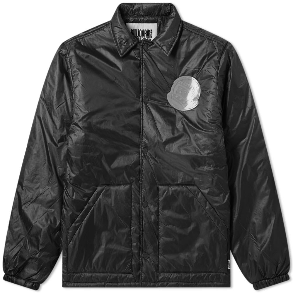 Taking a classic American sporting style to the streets, this black coach jacket from Billionaire Boys Club is sure to be a go-to through the winter and beyond. Given a little more warmth thanks to a light synthetic fill, it’s finished with two signature branded hits – one astronaut helmet to the chest and a scripted patch to the reverse.100% PolyesterSynthetic FillPress Stud Closure2 Side PocketsRubberised Branding