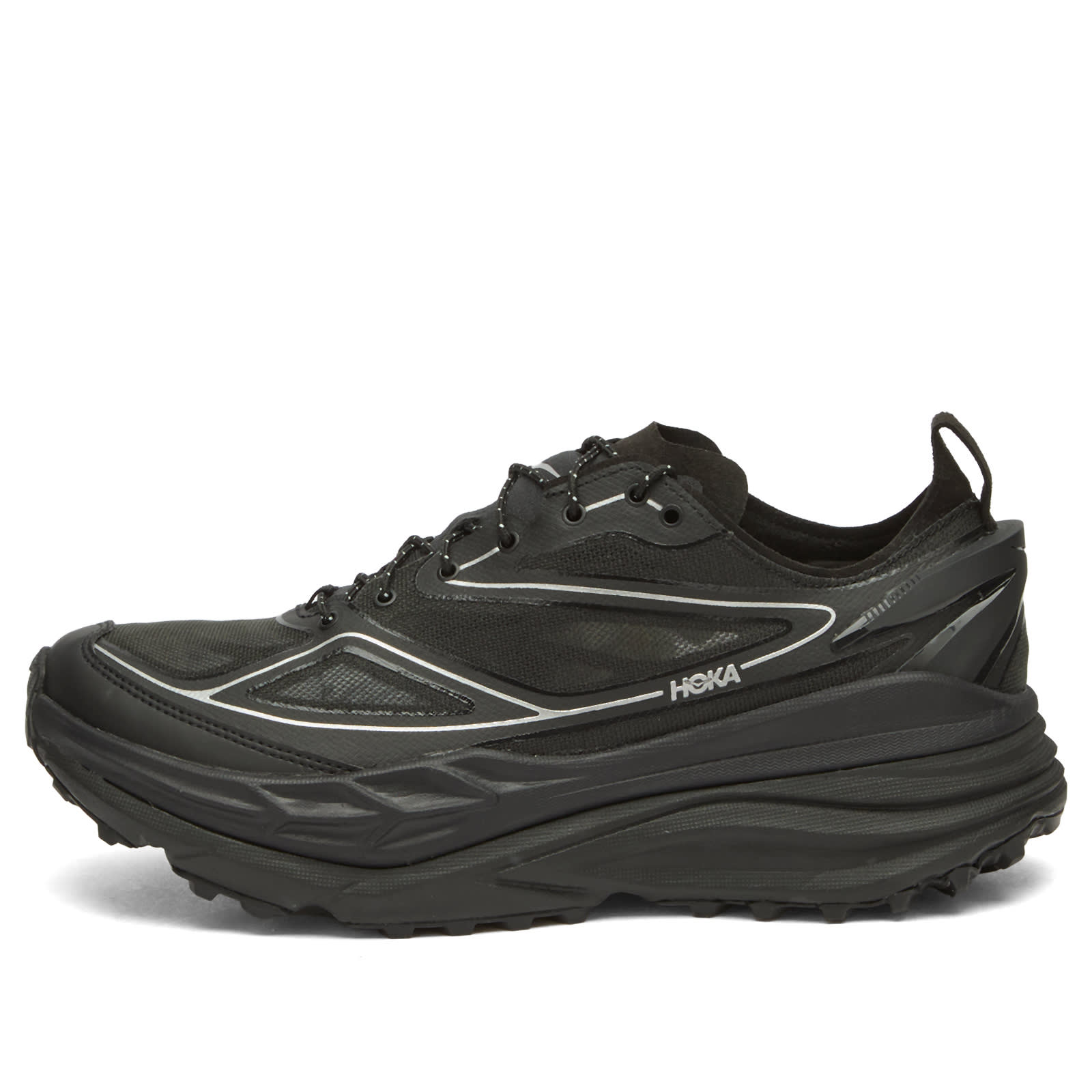 HOKA ONE ONE U Stinson One7 Sneaker in Black/Silver - 1168931-BKSV