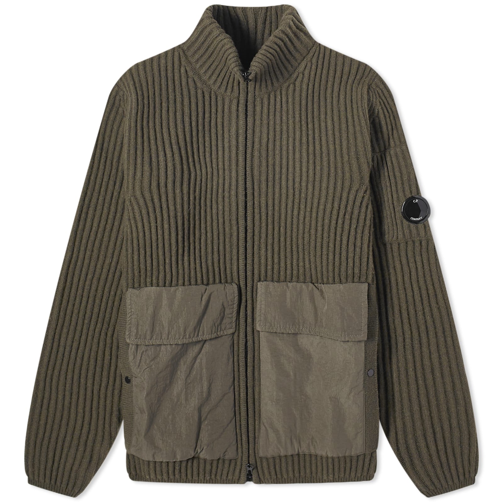 C.P. Company Lambswool Mixed Zip Olive Night | END. (AR)