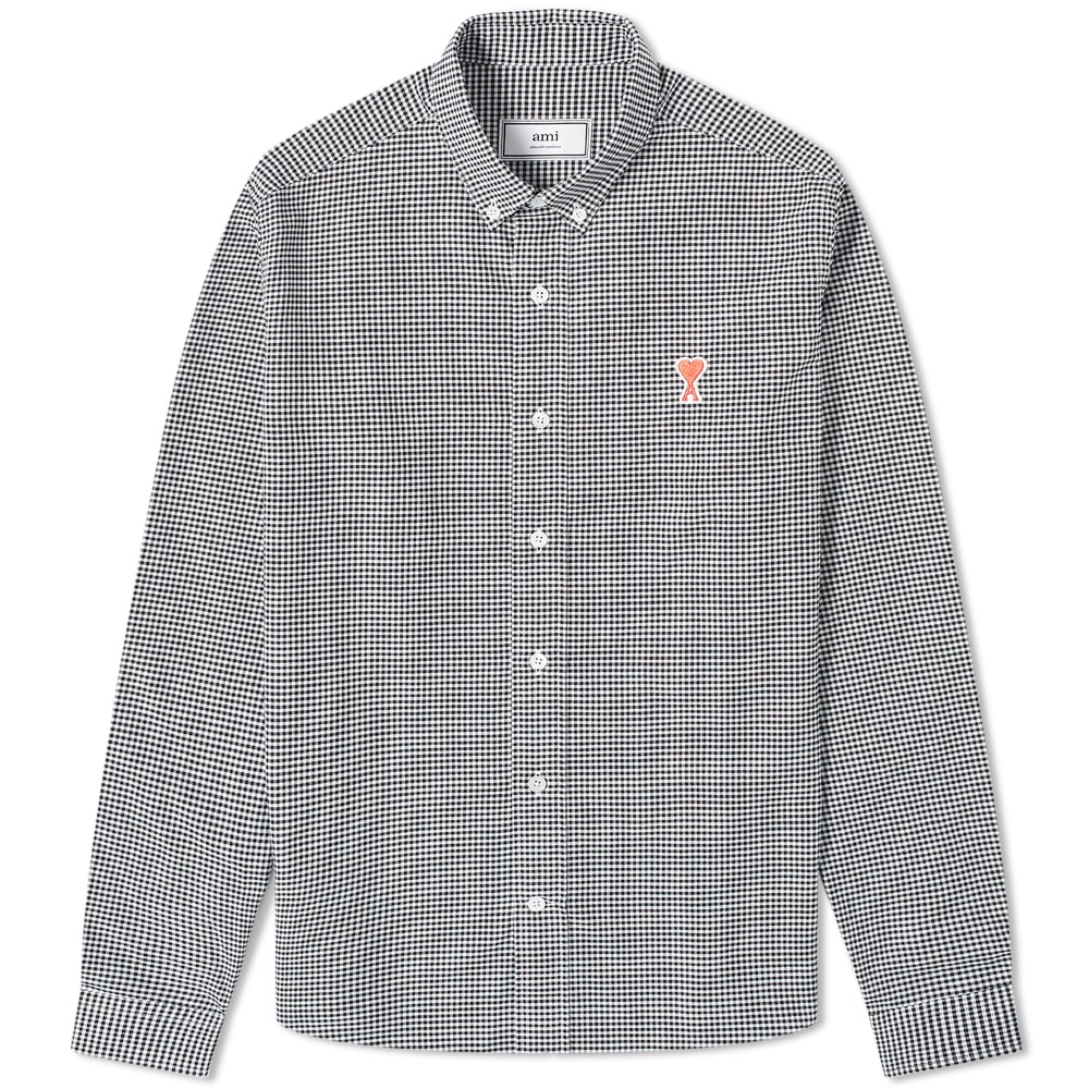 AMI Button Down Logo Gingham Oxford 