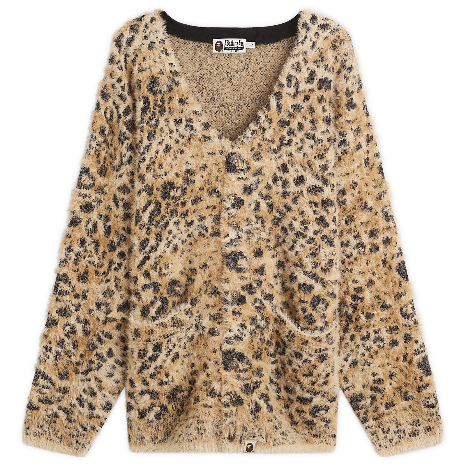 A Bathing Ape Men’s Wild Leopard Cardigan Beige