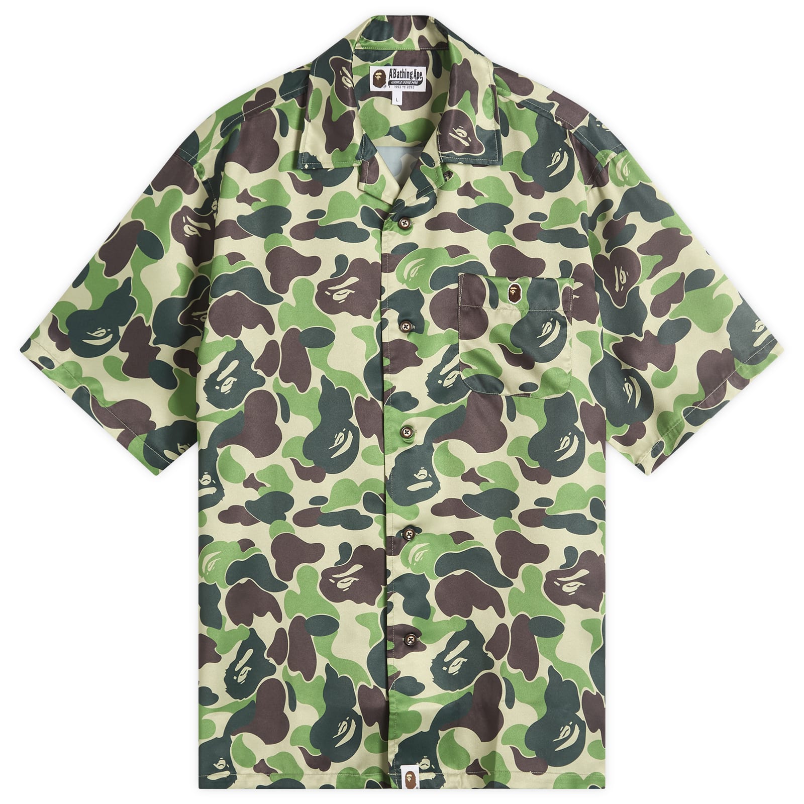 A Bathing Ape Men’s Abc Camo Open Collar Ss Shirts Green