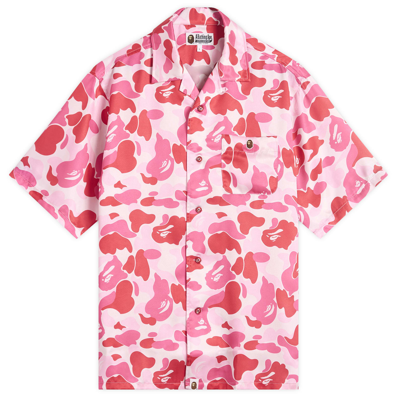 A Bathing Ape Men’s Abc Camo Open Collar Ss Shirts Pink