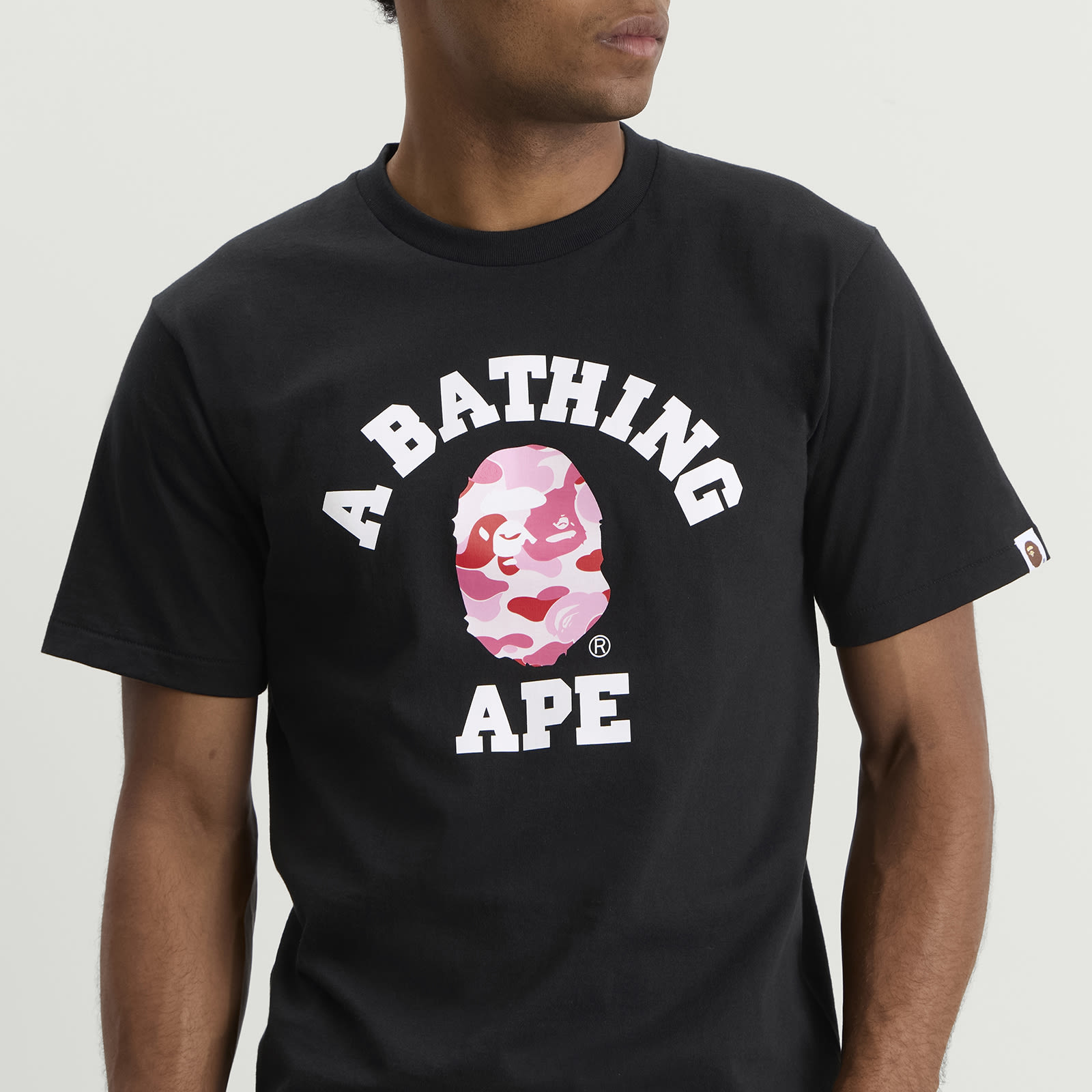 A Bathing Ape Men's ABC Camo College T-Shirt Black/Pink