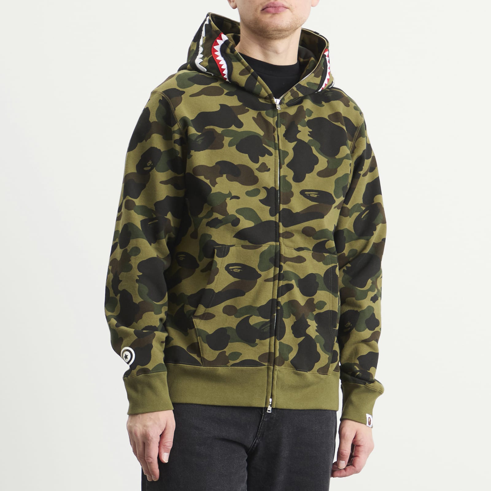 A Bathing Ape Men's 1st Camo Shark Zip Hoodie Green