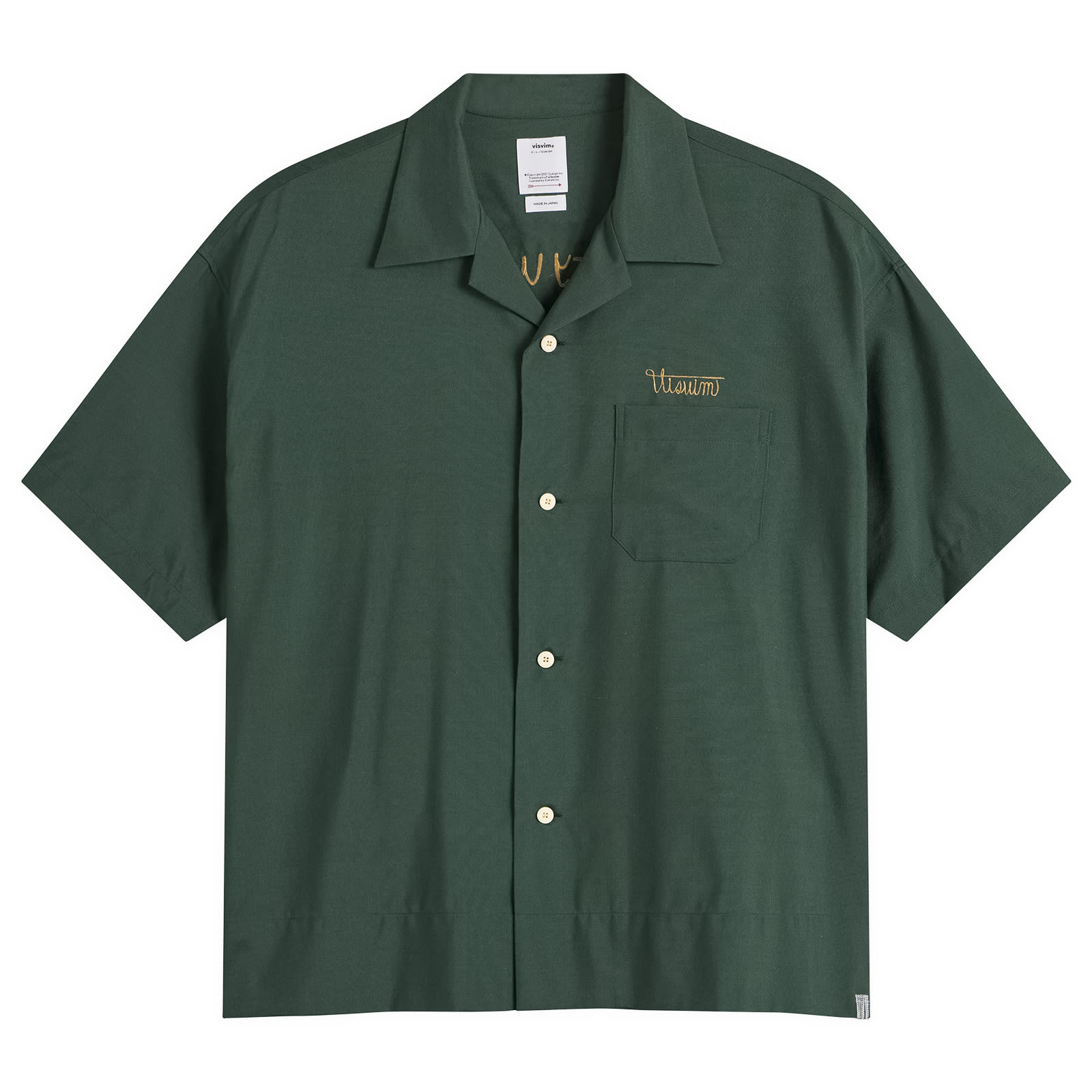 Visvim Men’s Copa Silk Short Sleeve Shirt Green
