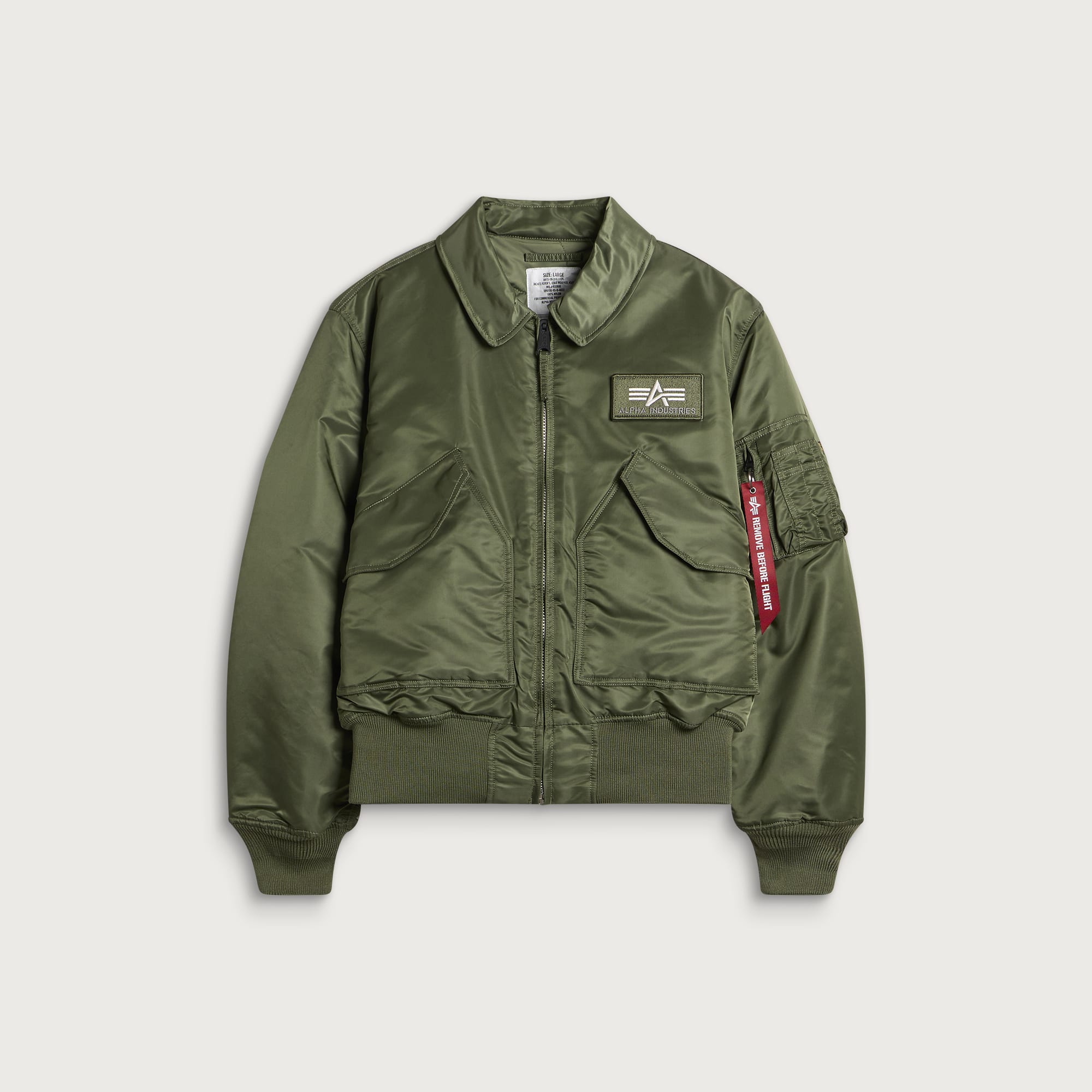 Alpha Industries Men's CWU-45 Heritage Bomber Jacket in Sage-Green, Size X-Large
