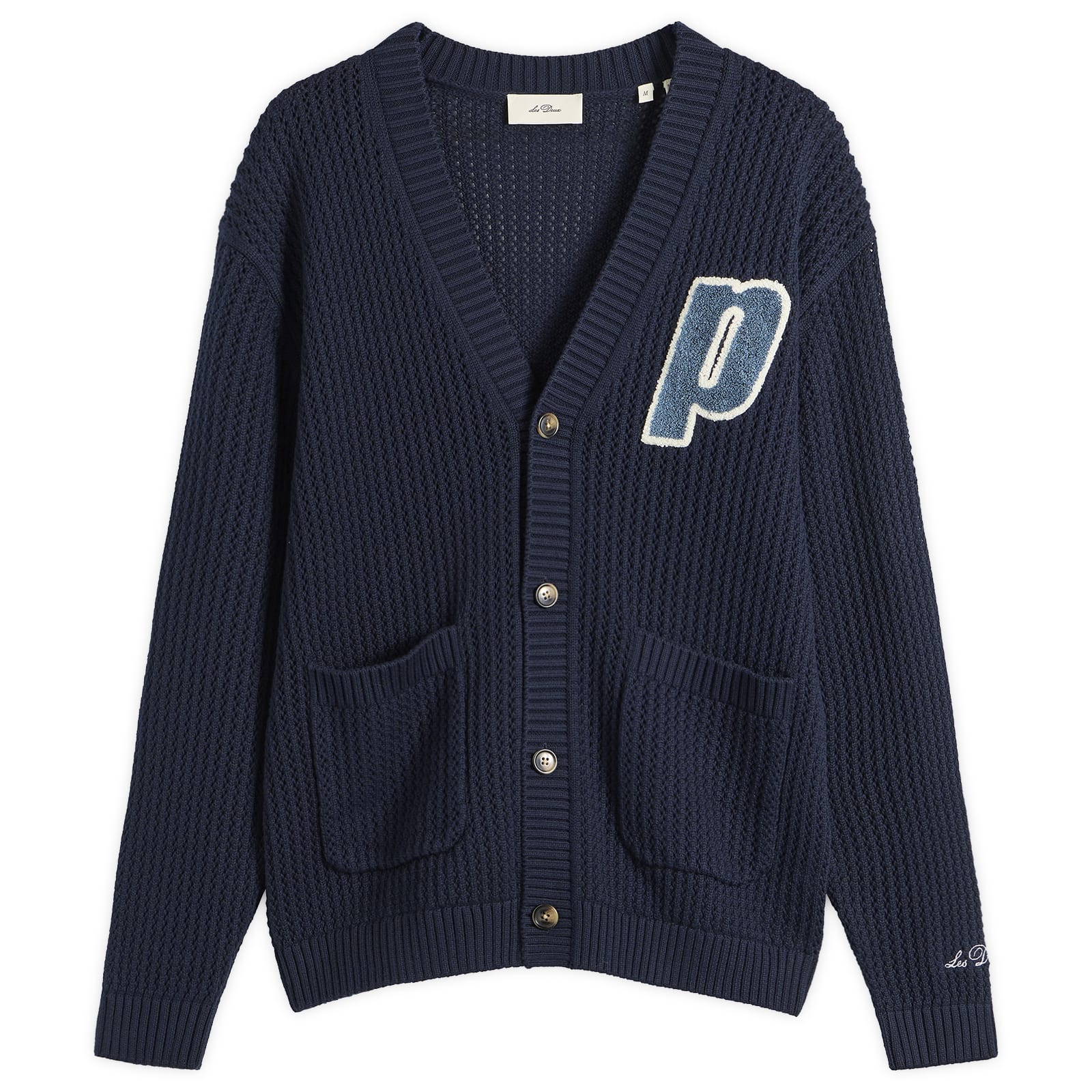 Les Deux — Les Deux Men's Prince Lace Knitted Cardigan in Dark Navy, Size Small