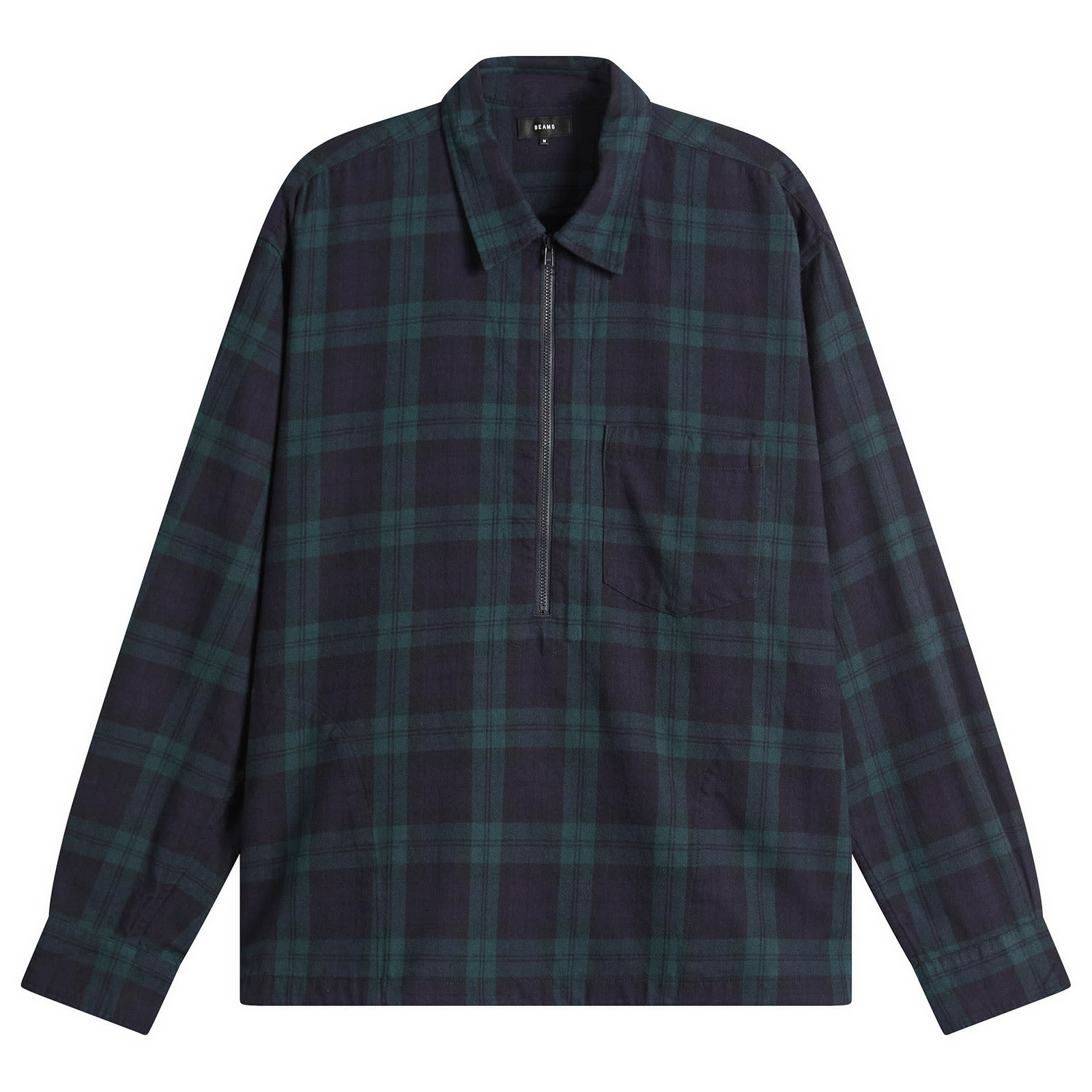 BEAMS Men’s Half Zip Pullover Shirt Black Watch