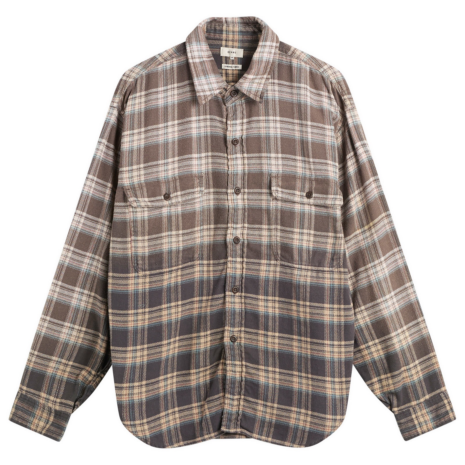 BEAMS Men’s Vintage Fade Check Shirt Beige