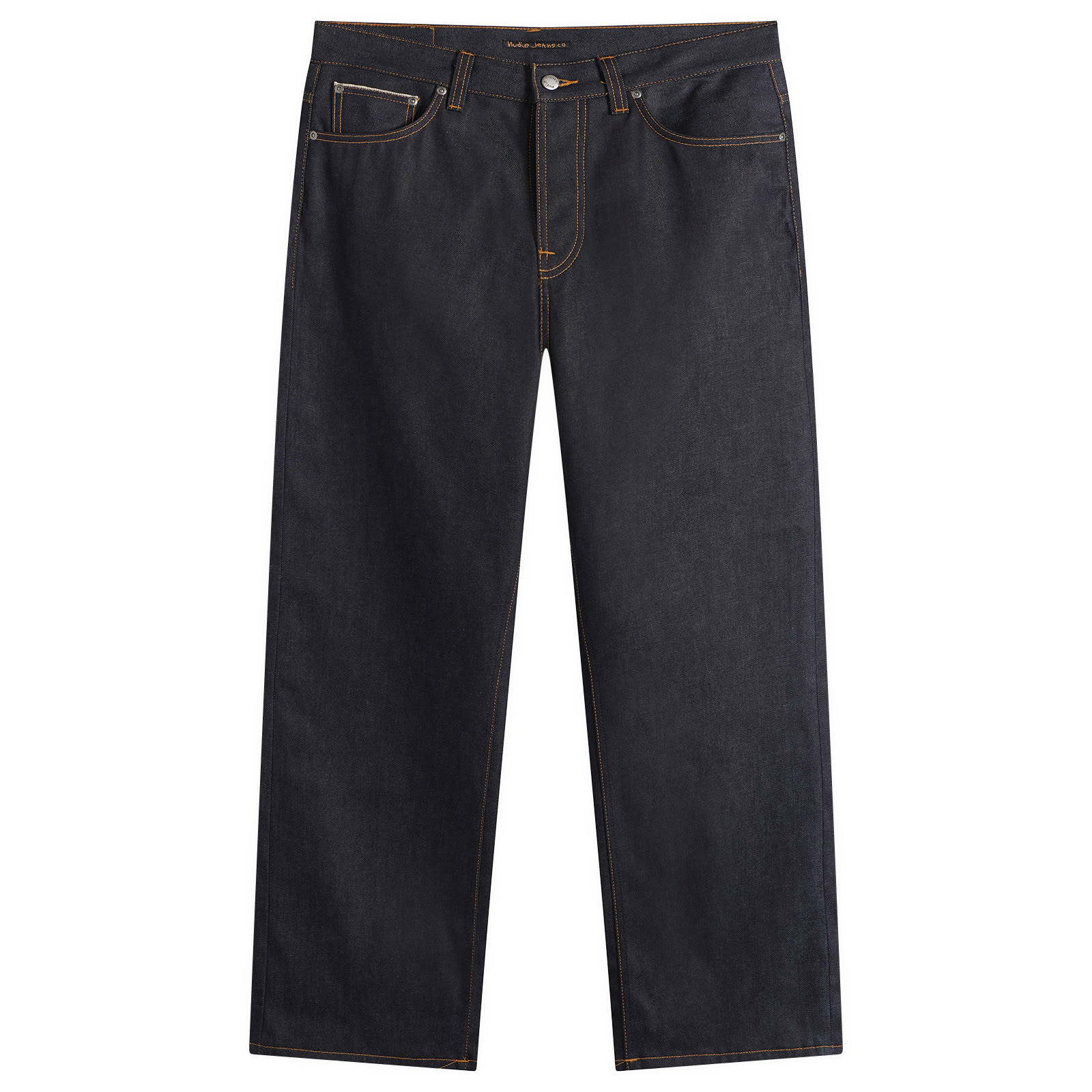 Nudie Jeans Co — Nudie Jeans Co Men's Loud Larry Wide Leg Selvedge Denim Jeans in Dry Lightning Selv, Size 33"