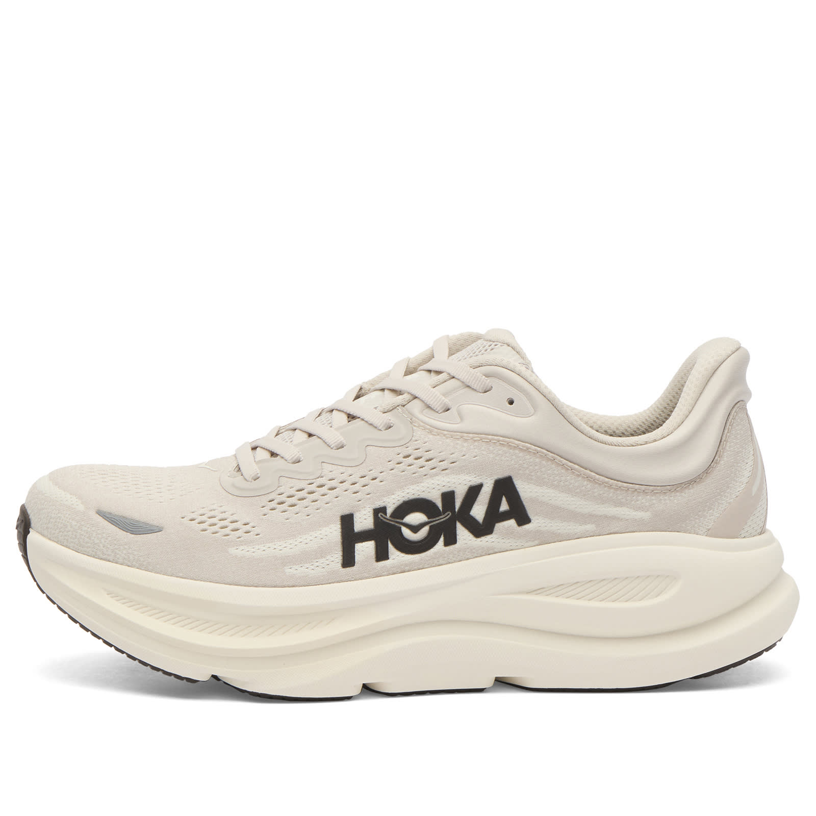 Hoka One One Men's Bondi 9 Sneaker in River Rock Grey/Alabaster, Size UK 6.5