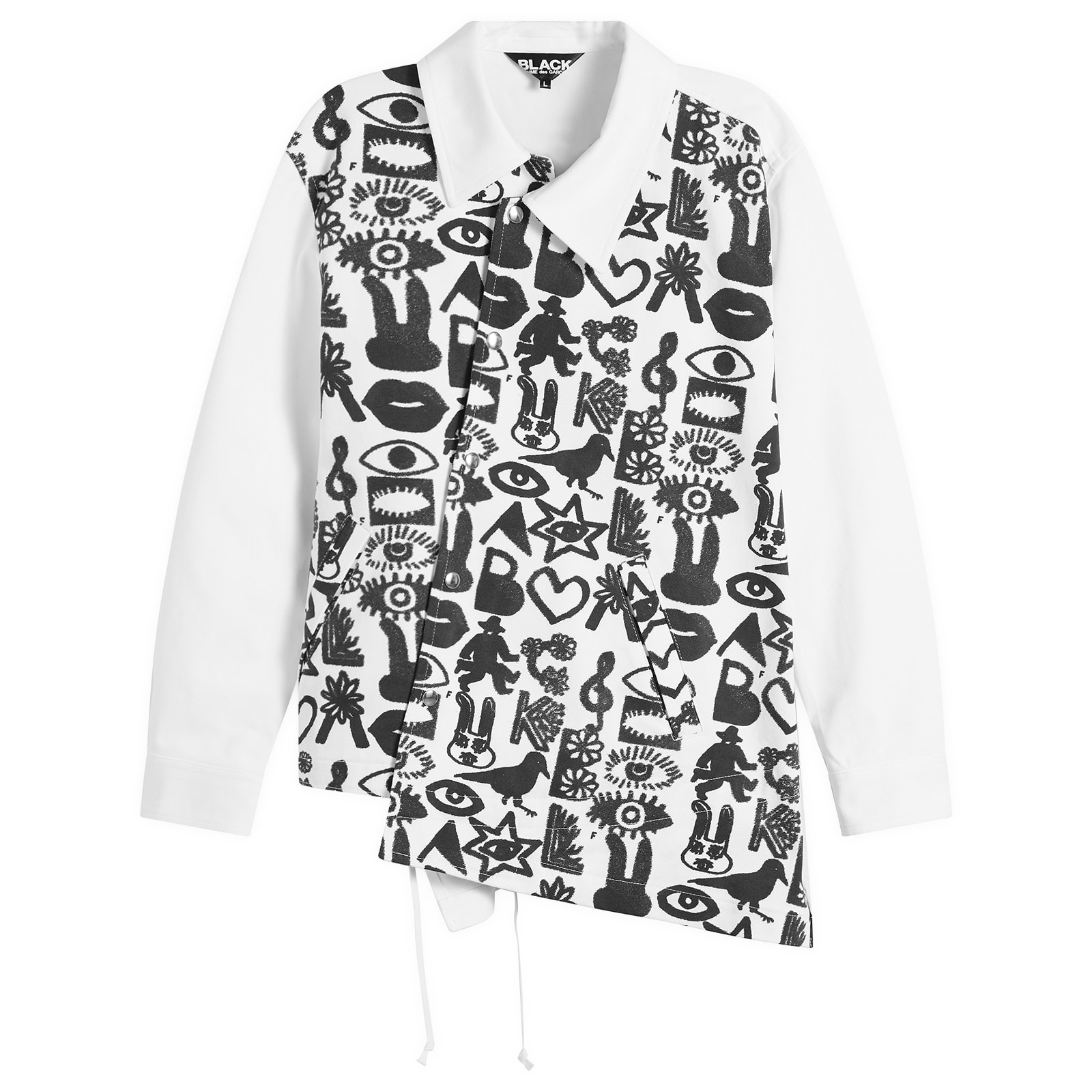 Comme des Garçons Black Men's Cotton Jacket in White/Black, Size Medium