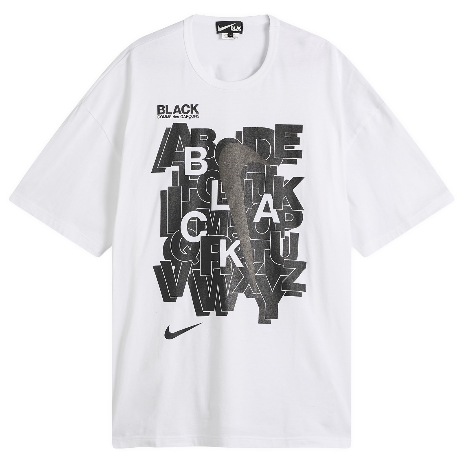 Comme des Garçons Black — Comme des Garçons Black Men's x Nike T-Shirt in White/Black, Size Small